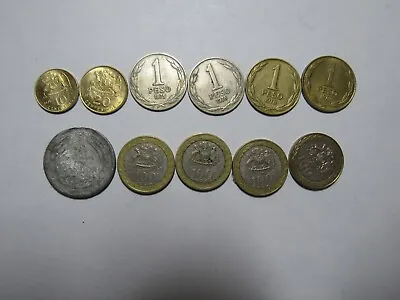 Lot Of 11 Different Chile Coins - 1957 To 2015 - Circulated • $2.50