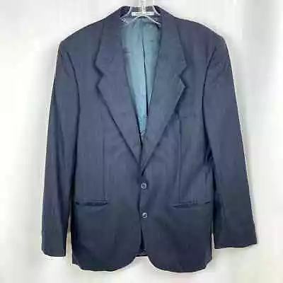 Yves Saint Laurent Suit Jacket 38R Navy Blue Pinstripe Wool Vintage Blazer • $50