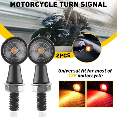 Mini LED Motorcycle Bullet Turn Signals Blinker Light Indicator Amber Lamp Black • $14.99