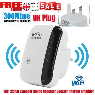 WiFi Signal Extender Range Repeater Booster 300M WPS Internet Amplifier UK Plug • £8.85