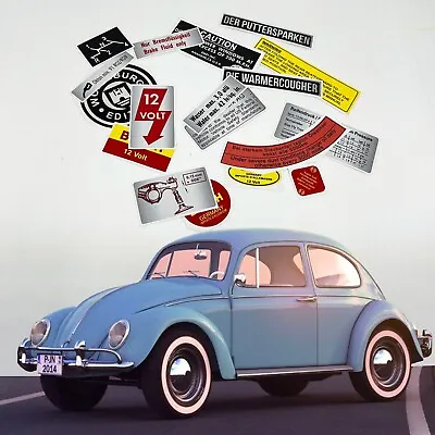 $29.70 • Buy Volkswagen Beetle Bug Underbonnet Car Restoration Warning Stickers Emblem Jdm