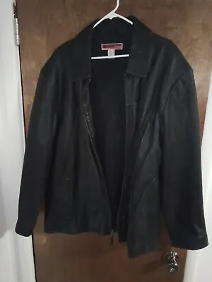 Merona Black Leather Zip Up Ladies Jacket XL Preowned • $21.50