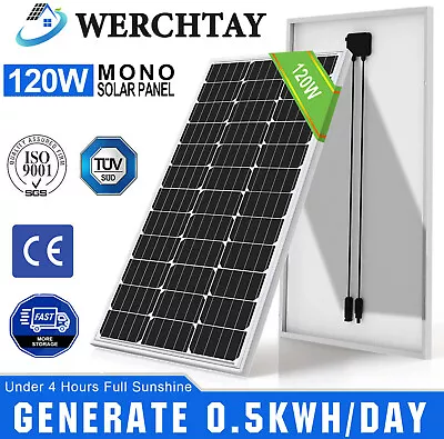 120W Watt Monocrystalline Solar Panel 12V  RV Off Grid Caravan Boat PV Power • £44.99