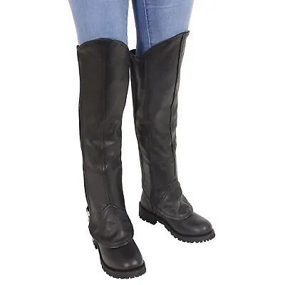 Milwaukee Leather LKL6755 Women's Black Leather Knee High Half Chaps With Zipper • $84.99