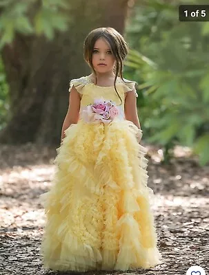 NEW Dollcake Best Wishes Yellow Frock Dress W Sash Pagent Party Special Sz 2 • £144.76
