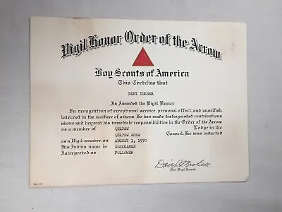 Quapaw OA Lodge 160 1970 Vigil Honor Certificate BSA Paperwork • $49.99