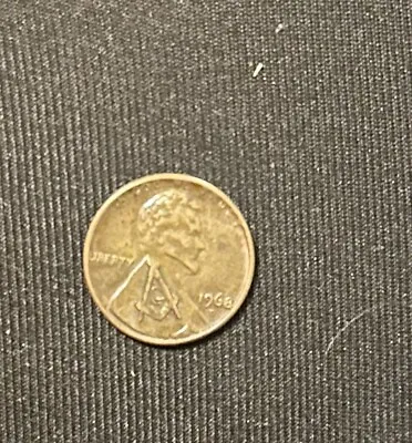 1968 D Lincoln Penny Error.  L  In Liberty Top Edge Also Masonic Stamp • $600