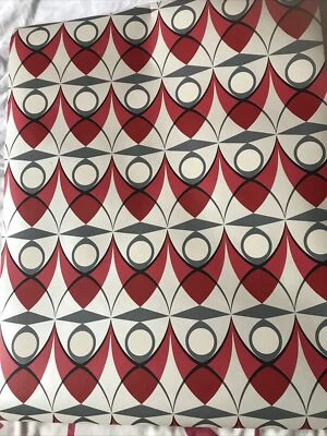 £10 • Buy Vtg Retro STYLE 50s 60s 70s Wallpaper RED SILVER GREY Geometric Atomic Pattern