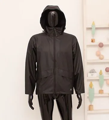 New HELLY HANSEN Jacket VOSS Hooded Polyurethane Coated Rain Coat Men's XS • $44.09