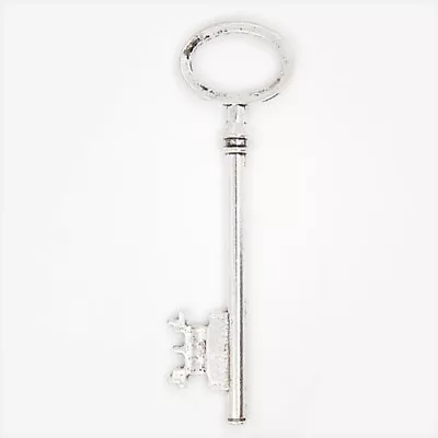 1 Large Skeleton Key Pendant Antique Silver Tone 3  Steampunk Supply 2 Sided • $2.56