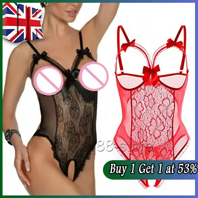 £4.19 • Buy Womens Sexy Lingerie Lace Babydoll Open Bra Crotchless Underwear Nightwear