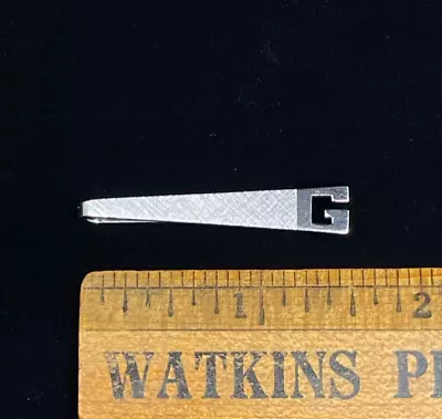 Vintage Sterling Silver Letter  G  Monogram Tie Bar Clasp Clip Swank 1 1/2 Inch • $24.95