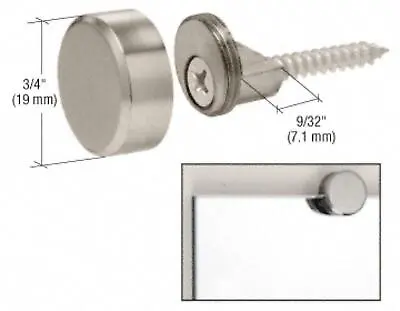 CRL Brushed Nickel Brass Round Mirror Edge Fixings Clips Brackets X 4 6mm • £12.99