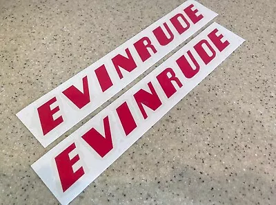 Evinrude Vintage Outboard Motor Decals 2-PK Red 12  FREE SHIP + FREE Fish Decal • $12