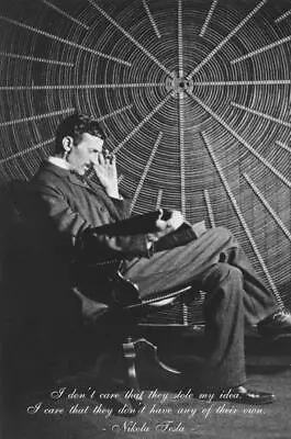 NIKOLA TESLA SPIRAL COIL QUOTE GLOSSY POSTER PICTURE PHOTO PRINT Lab Cool 5474 • $14.99