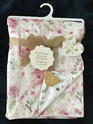 SWEET ROMANCE Megan Floral Shabby Flowers Reversible Mink Baby Blanket 30x40 • $19.99