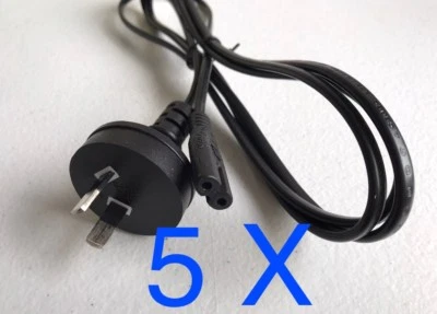 $30.95 • Buy 5 X 2 Pin Core Figure 8 IEC-C7 AC Power Cord Cable Lead Plug AU 