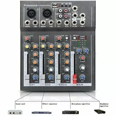 4Channel Mini Audio Mixer USB DJ Sound Mixing Console Studio For Karaoke Podcast • $55.99