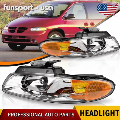 Chrome Headlights For 1996-1999 Dodge Caravan Chrysler Town & Country Voyager • $60.99