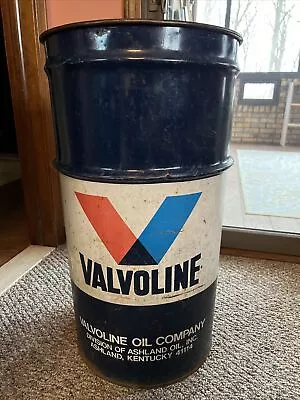 Vtg. 1983 …VALVOLINE 16 Gal. Oil Drum - Mancave Trash Can - Gas & Oil • $160