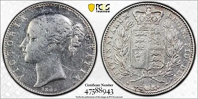 1845 Silver Crown Great Britain Victoria Pcgs Fine Details Repaired #47588943 • $179.99