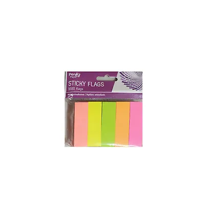 1000 X Neon Adhesive Highlighter Index Sticky Flags Tab Page Marker • £3.40