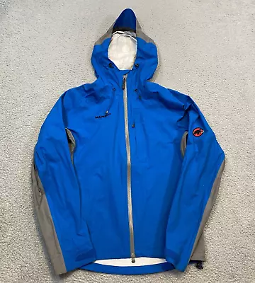 Mammut Drytech Rain Jacket Mens’s Medium Premium Waterproof Hooded Shell Blue • $80