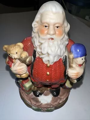 Vintage Wind Up Santa Christmas Music Box Ceramic Santa Claus • $5