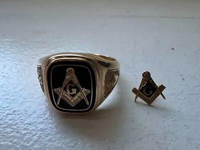 Vintage 14K Gold Masonic Ring And Pin • $269