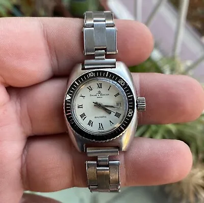 BAUME MERCIER Vintage Diver Style  Automatic Ladies Watch Working Condition • $299