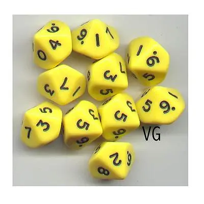 NEW RPG Dice Set Of 10D10 - Opaque Yellow • $8.49