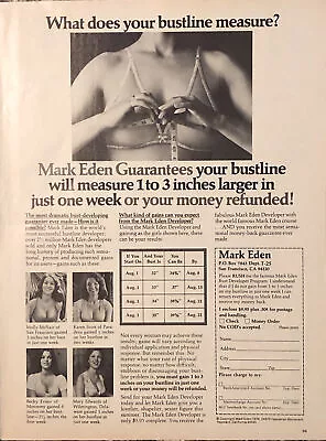 PRINT AD 1976 Mark Eden Bustline Developer Contouring Bigger Breasts Guaranteed • $7.77