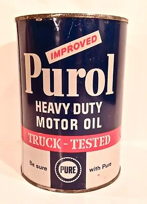 Vintage Pure Oil Purol One 1 Quart Metal Advertising Oil Can Sign Nice Can F • $60