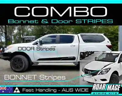 AM Combo Bonnet & Door STRIPES Fit 2012-2019 MAZDA BT50  Kit Decals Stickers 4x4 • $129