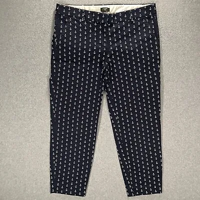 J. Crew City Fit Stretch Ankle Dress Pants Sz 8 Navy Anchor Nautical Crop Chino • $14.95