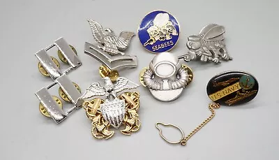 Vietnam War Navy Officer Cap Badge Scuba Diver Seabees Badges Lot Of 8 • $15.99