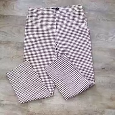 RACHEL Zoe Brown & White Checked Cropped Pants 24  Inseam Sz 8 • £19.29