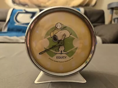 Vintage Snoopy Baseball Alarm Clock Spring Wound Mechanical Bell Animated... • $25