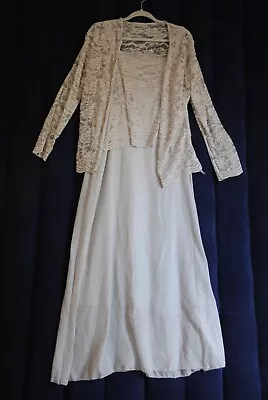 Light Gray Cocktail Party Dress Size 16-18 XL Lace Jacket Mother Of The Bride • $18