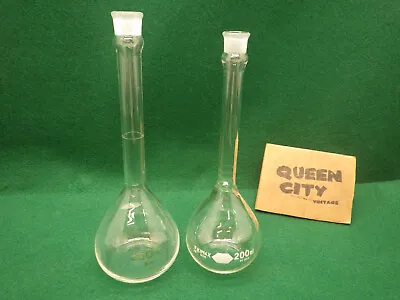Pair Vintage Kimax Volumetric Flasks 250ml 200ml • $18
