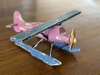 Vintage Handmade Folk Art Wood Float Plane Airplane Model Hand Painted Rustic • $40