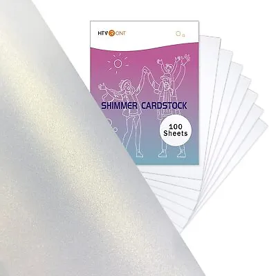 HTVRONT Cardstock Printer Paper 100 Sheets 8.5 X11  White Shimmer Sliver 250Gsm • $13.99