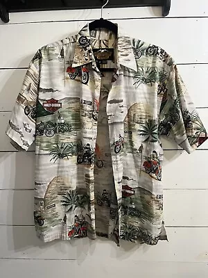 Harley Davidson Hawaiian Shirt - Short Sleeve Button Up Made In Hawaii Mens M • $23.99