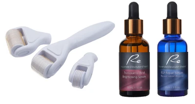 $89.95 • Buy Micro-Needle TITANIUM DERMA ROLLER 3 PIECE SET + Tranexamic + EGF Serum