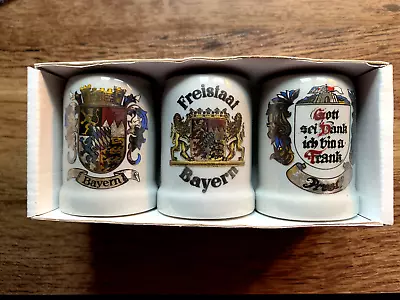 Set Of 3 Freistaat Bayern Vintage Shot Glass Mini Beer Stein Mugs Germany NEW • $24.99