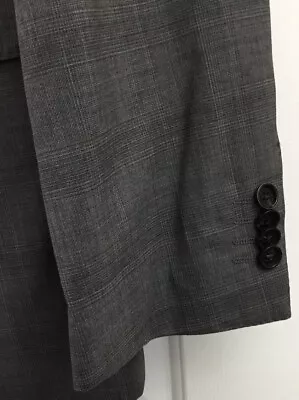 Hugo Boss Sport Coat Mens 42L Gray Windowpane Plaid The James4 Sharp6 100% Wool • $56.96