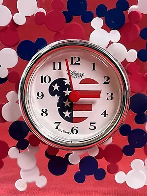 MICKEY MOUSE DESK CLOCK Disney Ears ACRYLIC LUCITE Confetti Patriot NEW BATTERY  • $27.50