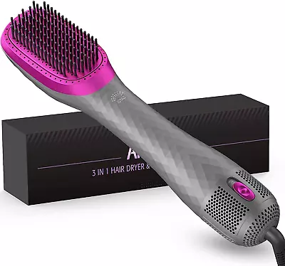 APOKE 3 In 1 Hair Dryer Brush - Powerful Ionic Styling 1200W Ceramic Tourmaline • £41.81