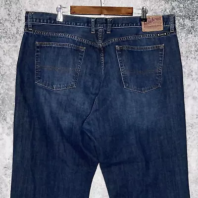Lucky Brand 181 Mens 100% Cotton Relaxed Straight Jeans Size 42 X 32 Dark Wash • $20.29