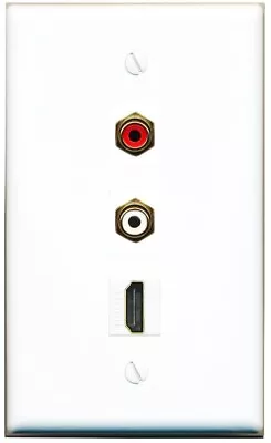 2 Port RCA Stereo HDMI F-F Wall Plate Solid White • $12.44